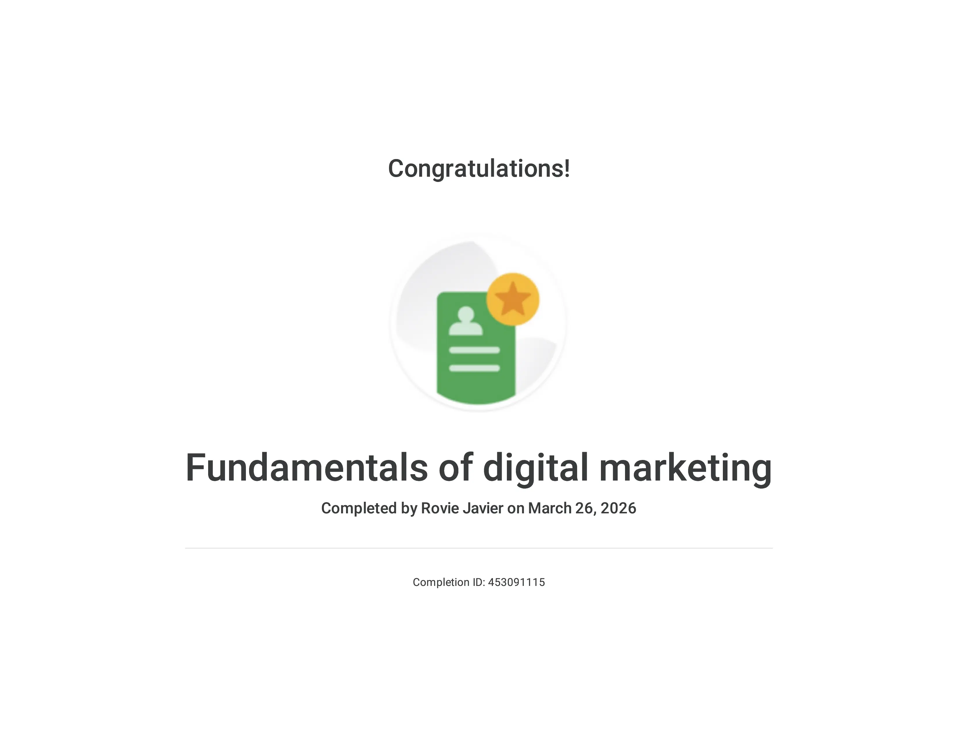 Google Fundamentals of Digital Marketing Certificate